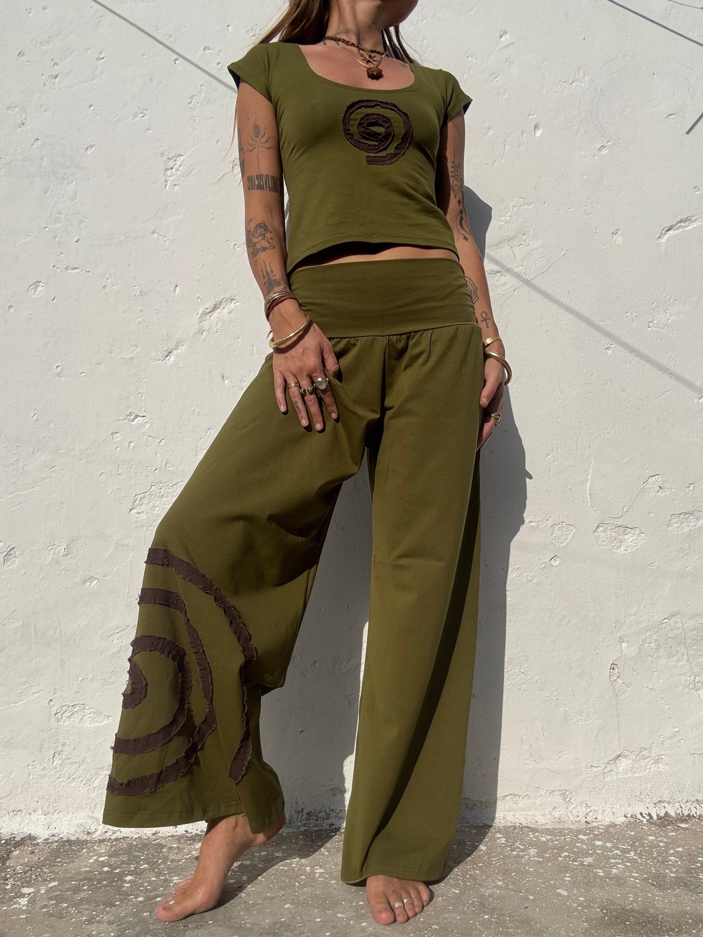 Spiral Baby Tee - Green/Brown