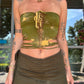 Slit Weave Top - Olive Green Tie Dye
