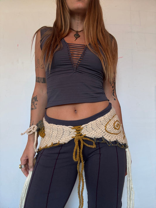 Crochet Fairy Utility Belt - Tan/Multi