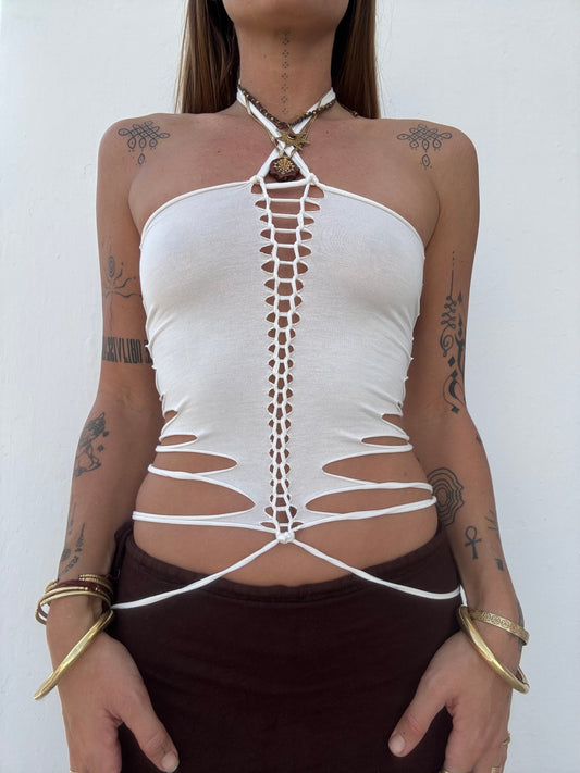 Slit Weave Top - White