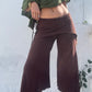 Cropped Flared Trousers - Brown