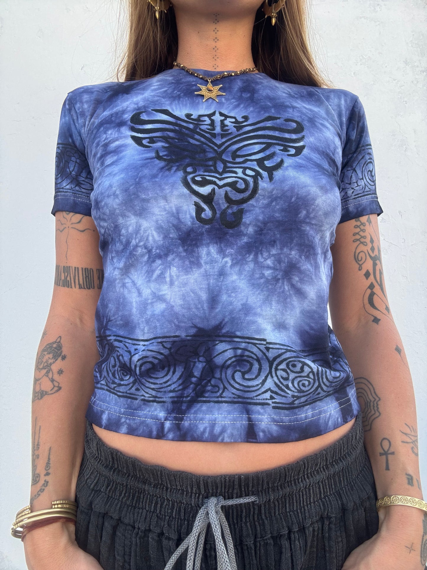 Block Print Baby Tee - Blue Butterfly