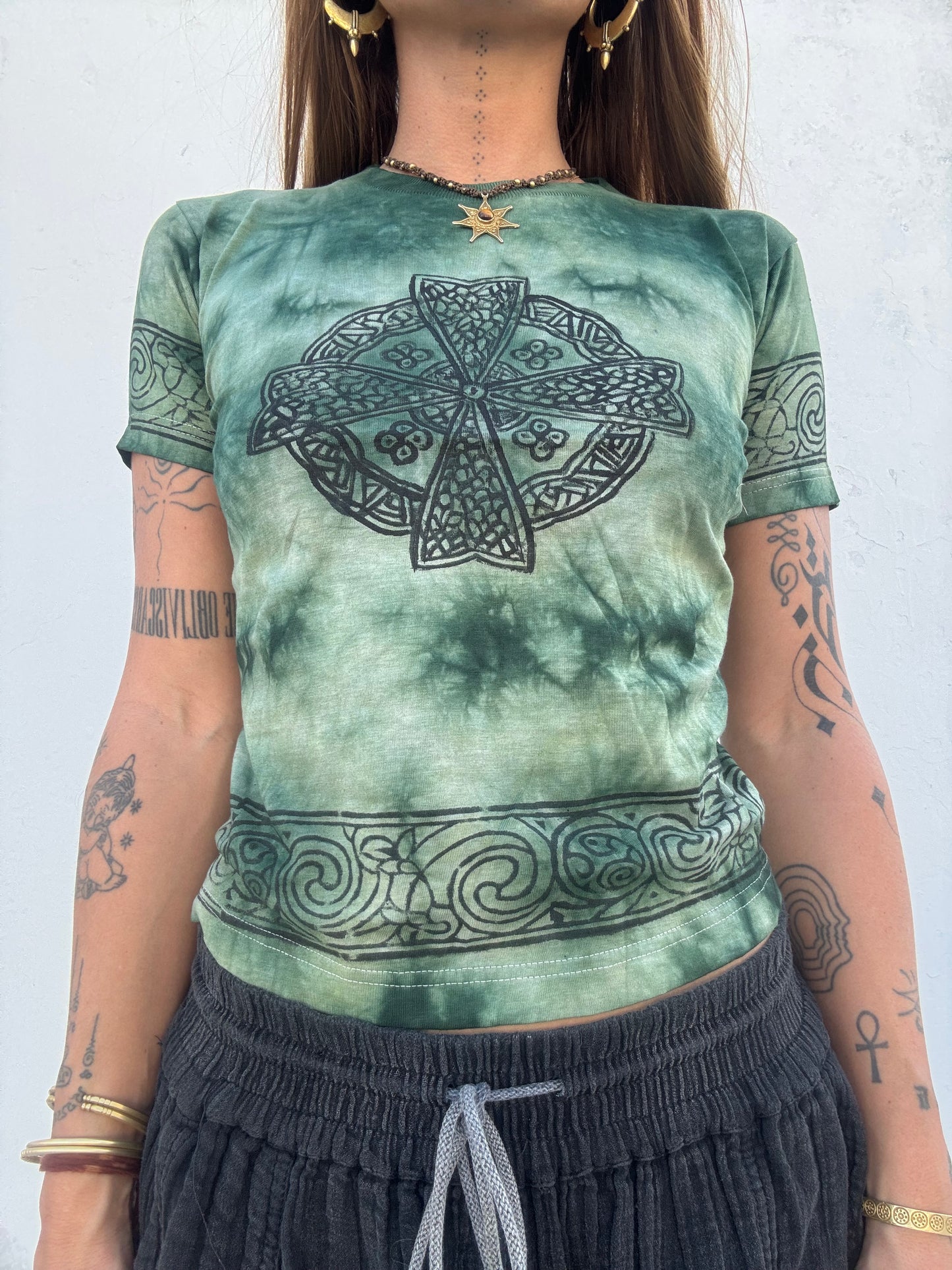Block Print Baby Tee - Green