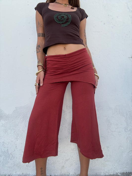 Cropped Flared Trousers - Copper