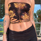 Slit Weave Top - Black/Brown Tie Dye