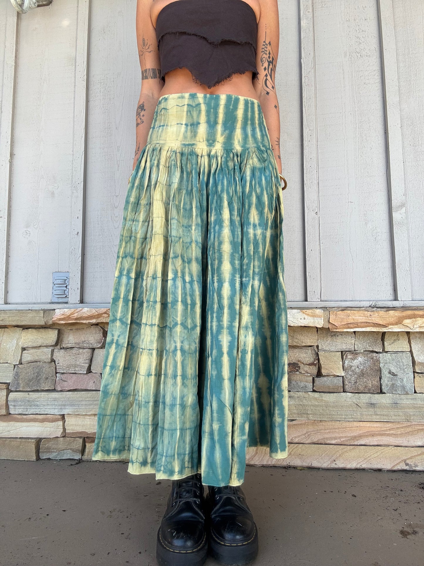 Tie Dye Maxi Skirt - Green