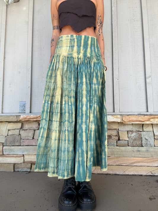 Tie Dye Maxi Skirt - Green