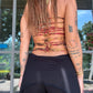 Slit Weave Top - Red/Brown Tie Dye
