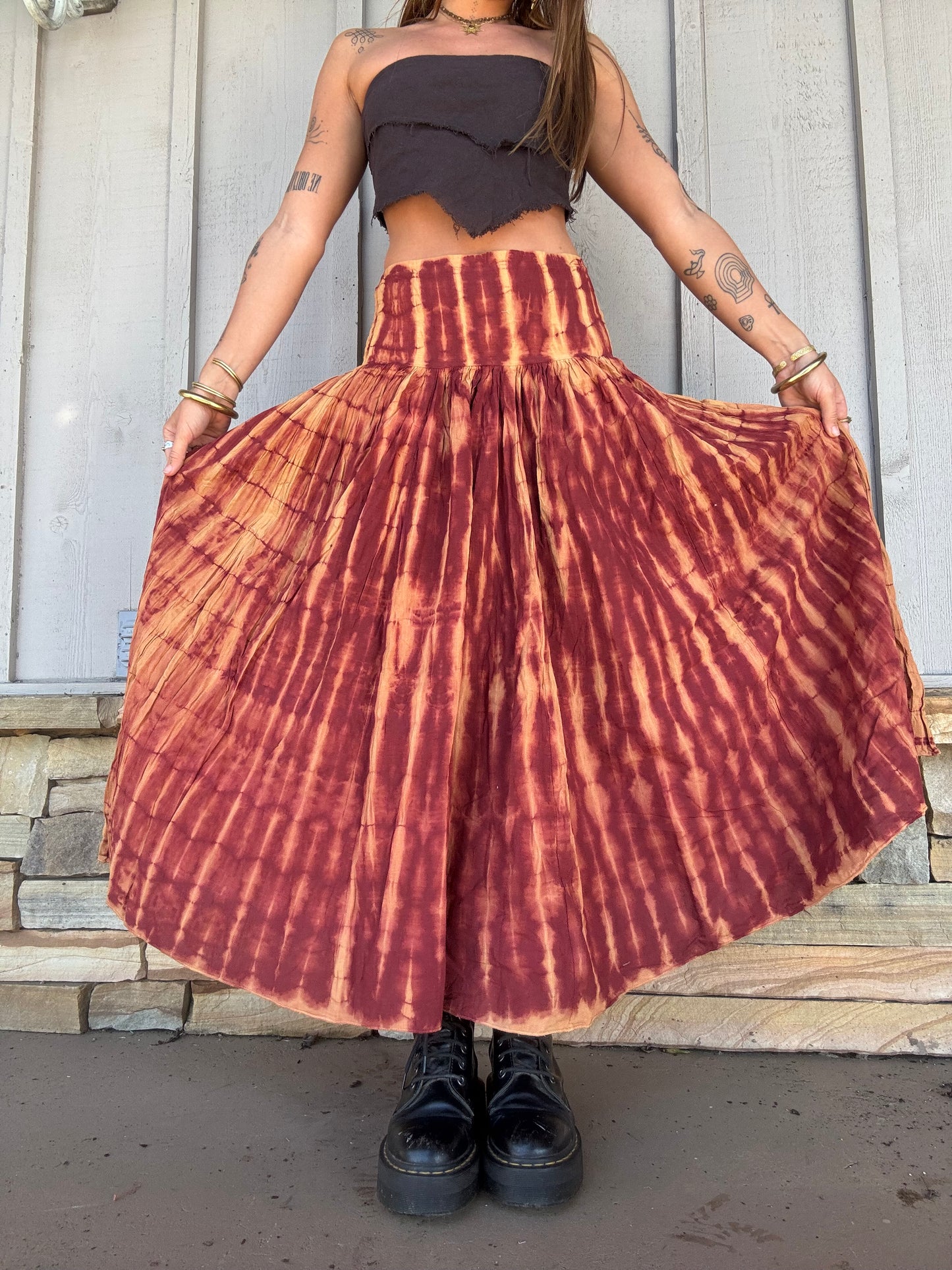 Tie Dye Maxi Skirt - Red