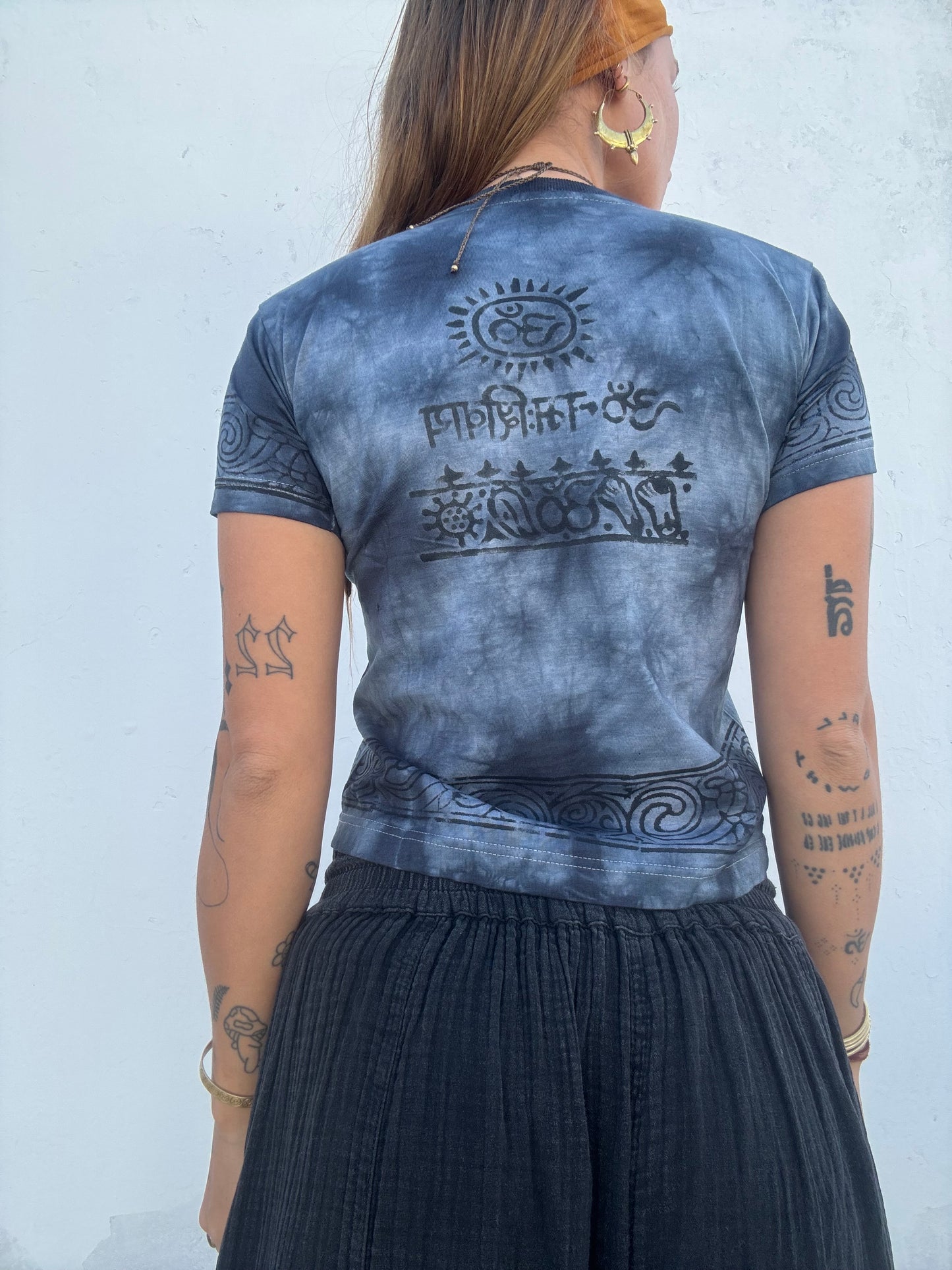 Block Print Baby Tee - Blue Ohm