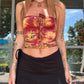 Slit Weave Top - Red/Brown Tie Dye