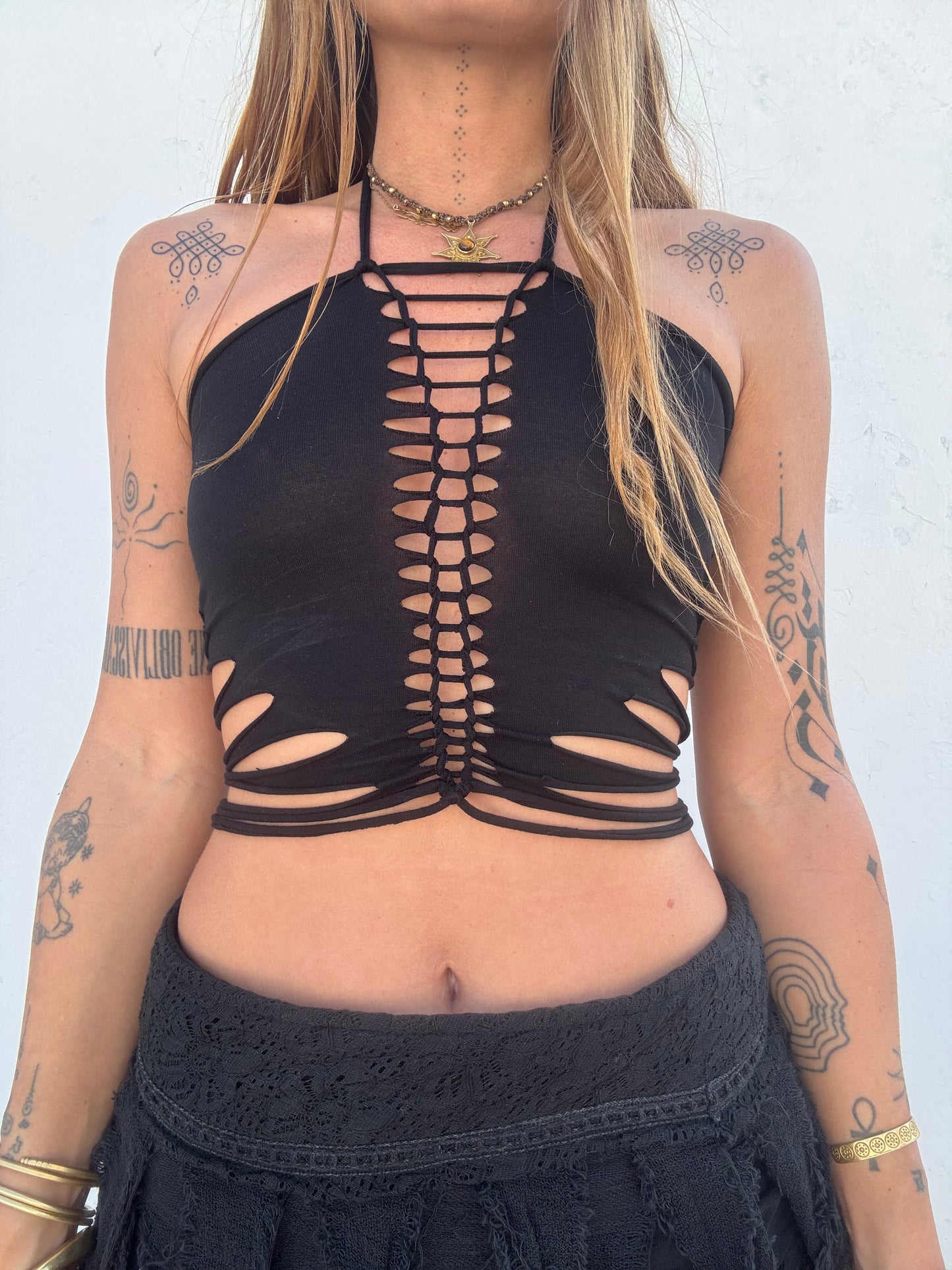 Slit Weave Top - Black