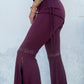 Lace Trim Flared Trousers - Purple
