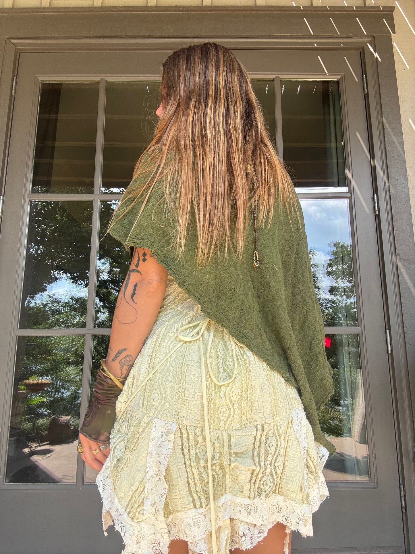 Cotton Poncho - Green