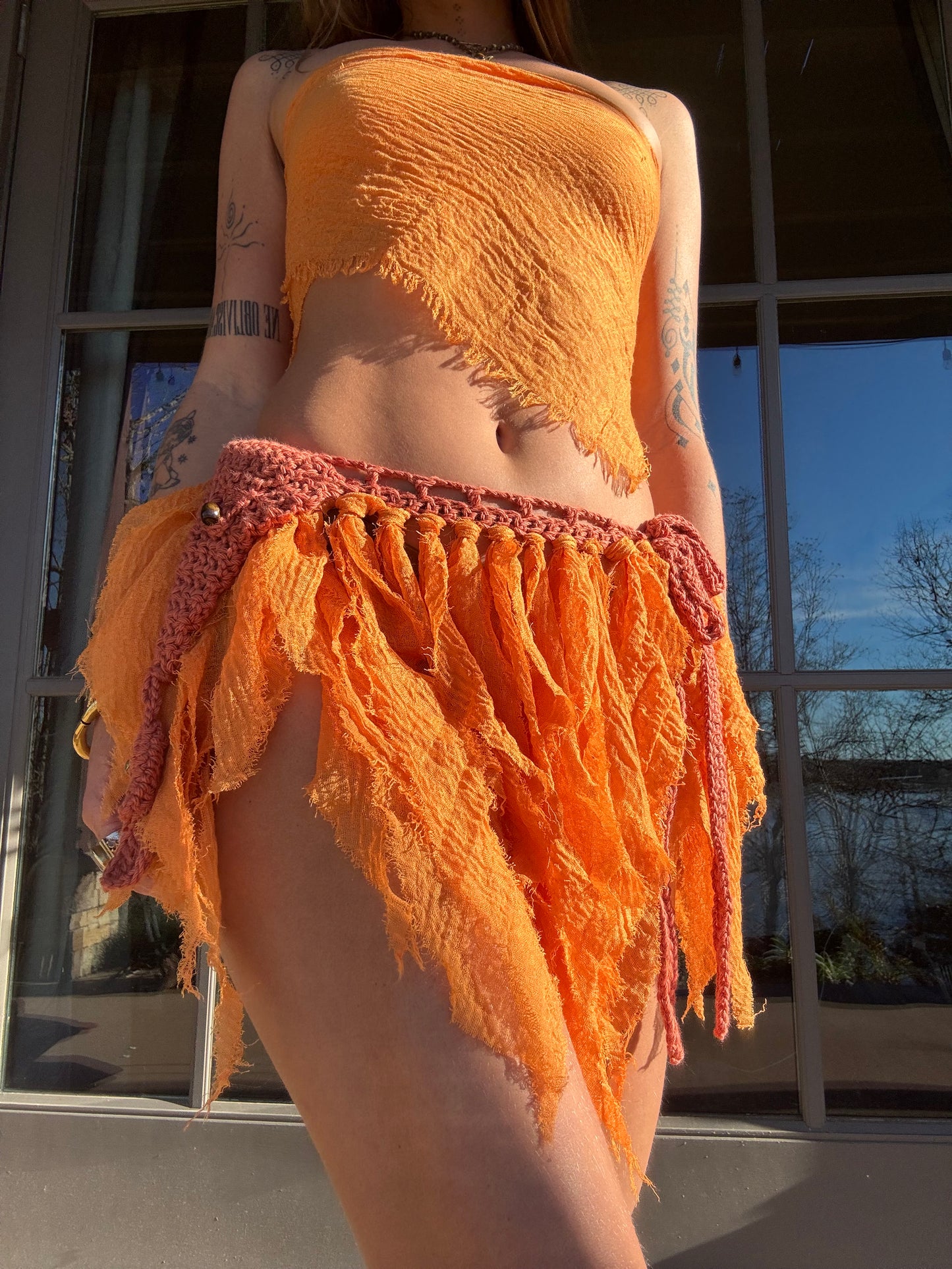 Crochet Fairy Skirt - Tangerine