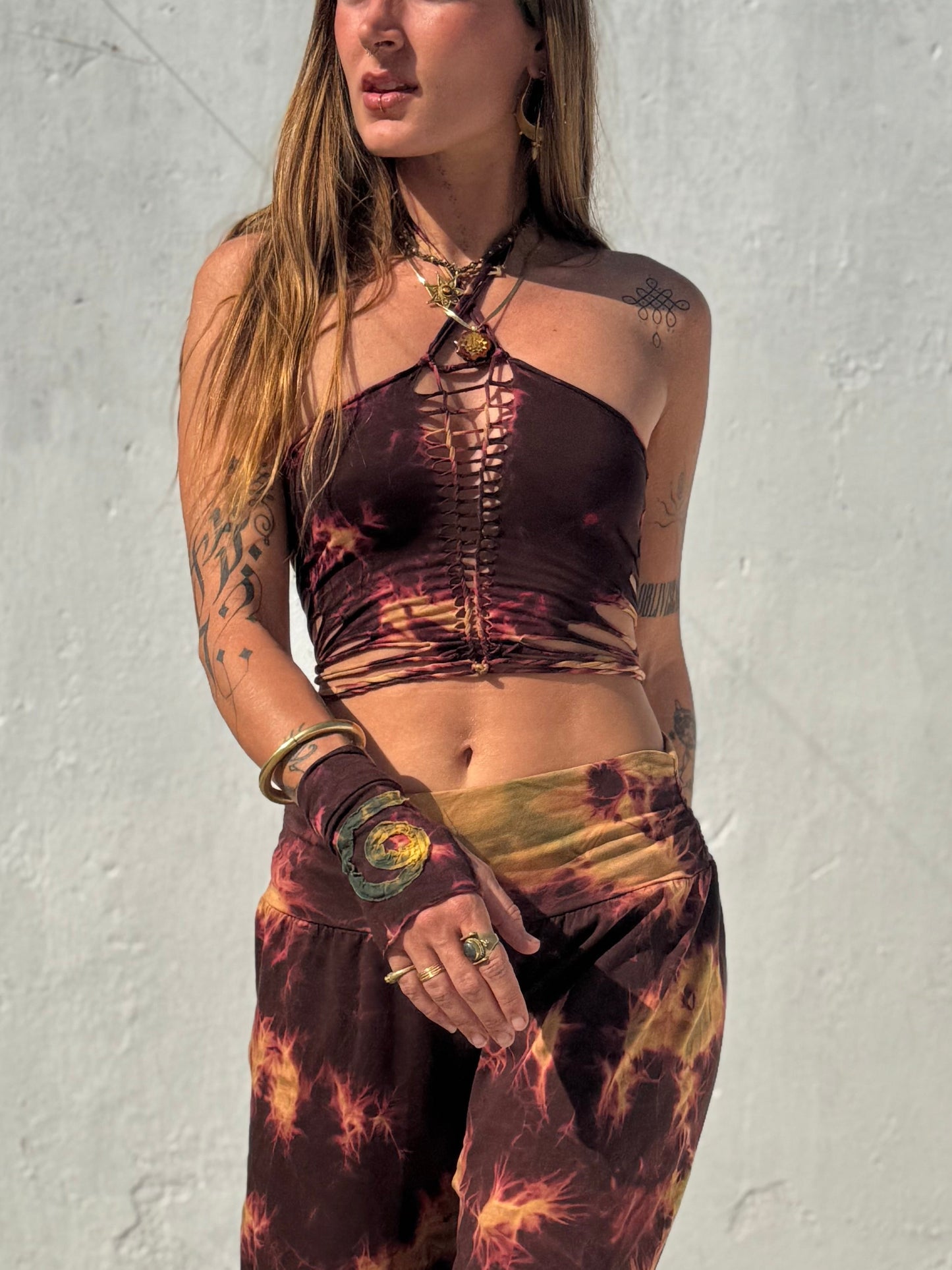 Slit Weave Top - Brown Tie Dye