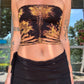 Slit Weave Top - Black/Brown Tie Dye