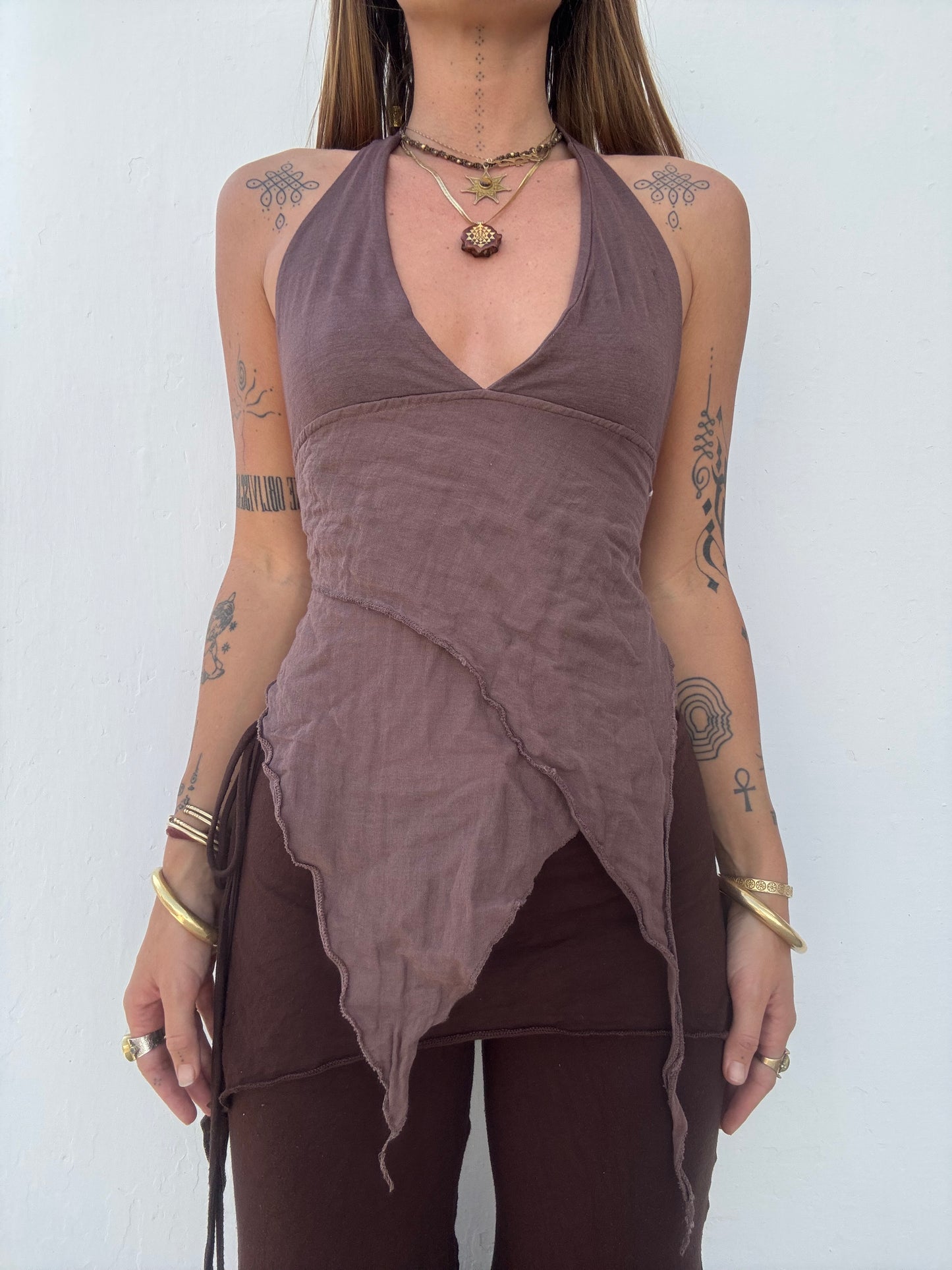 Asymmetrical Fairy Top - Light Brown