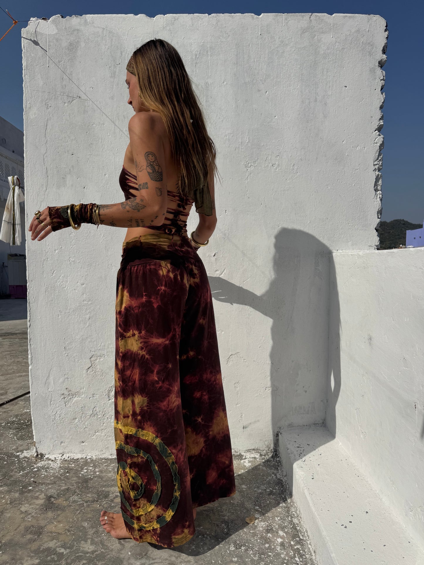 Slit Weave Top - Brown Tie Dye