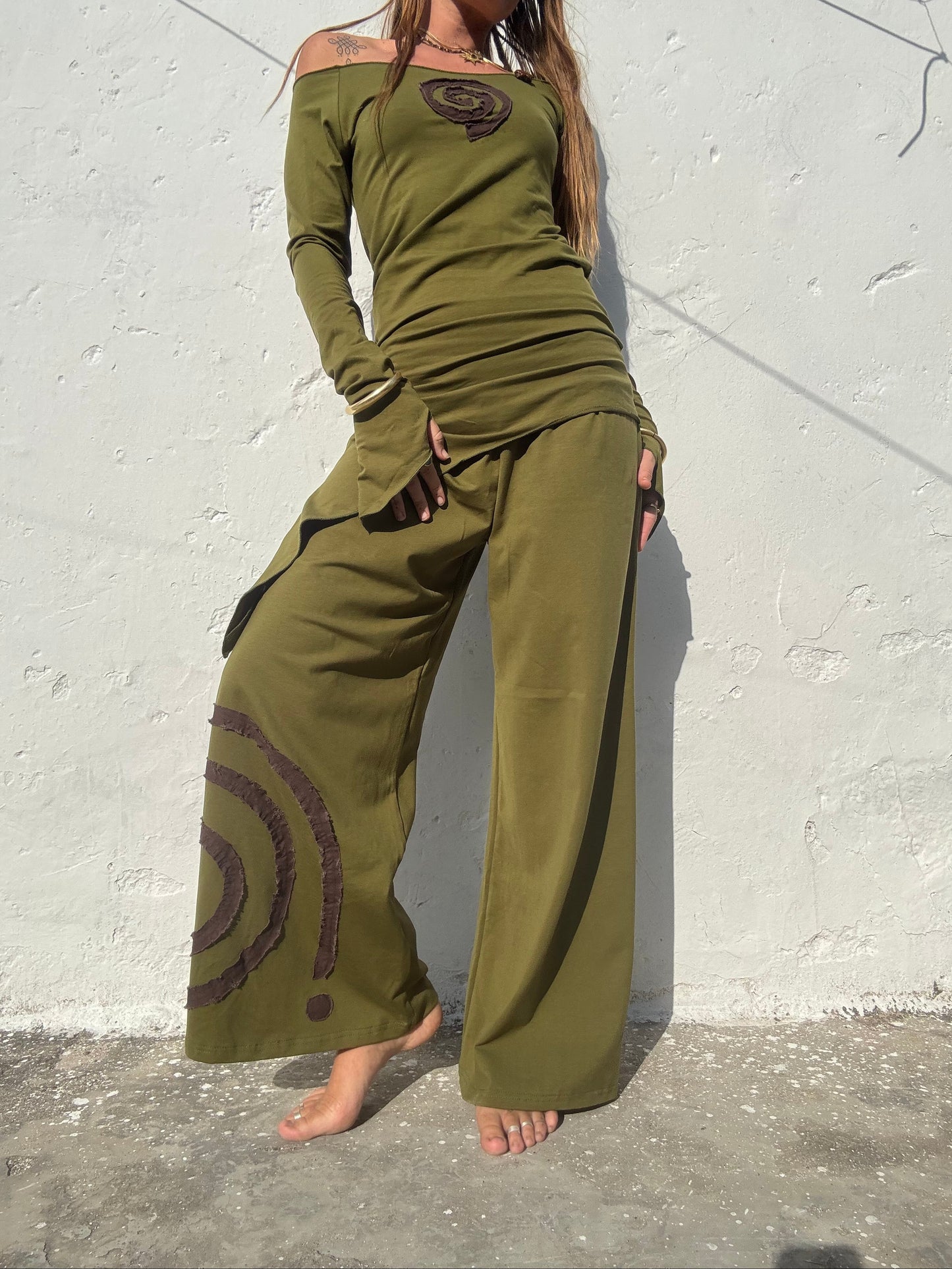 Spiral Dress - Green/Brown