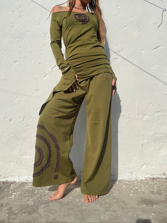 Spiral Dress - Green/Brown