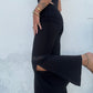 Lace Trim Flared Trousers - Black