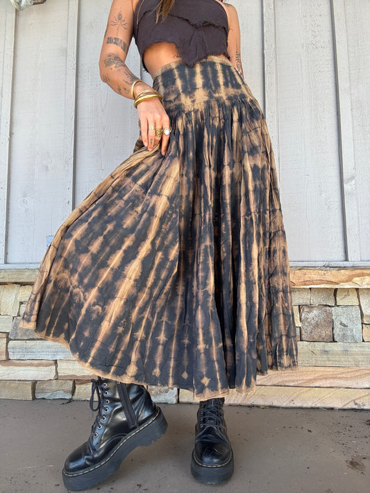 Tie Dye Maxi Skirt - Black