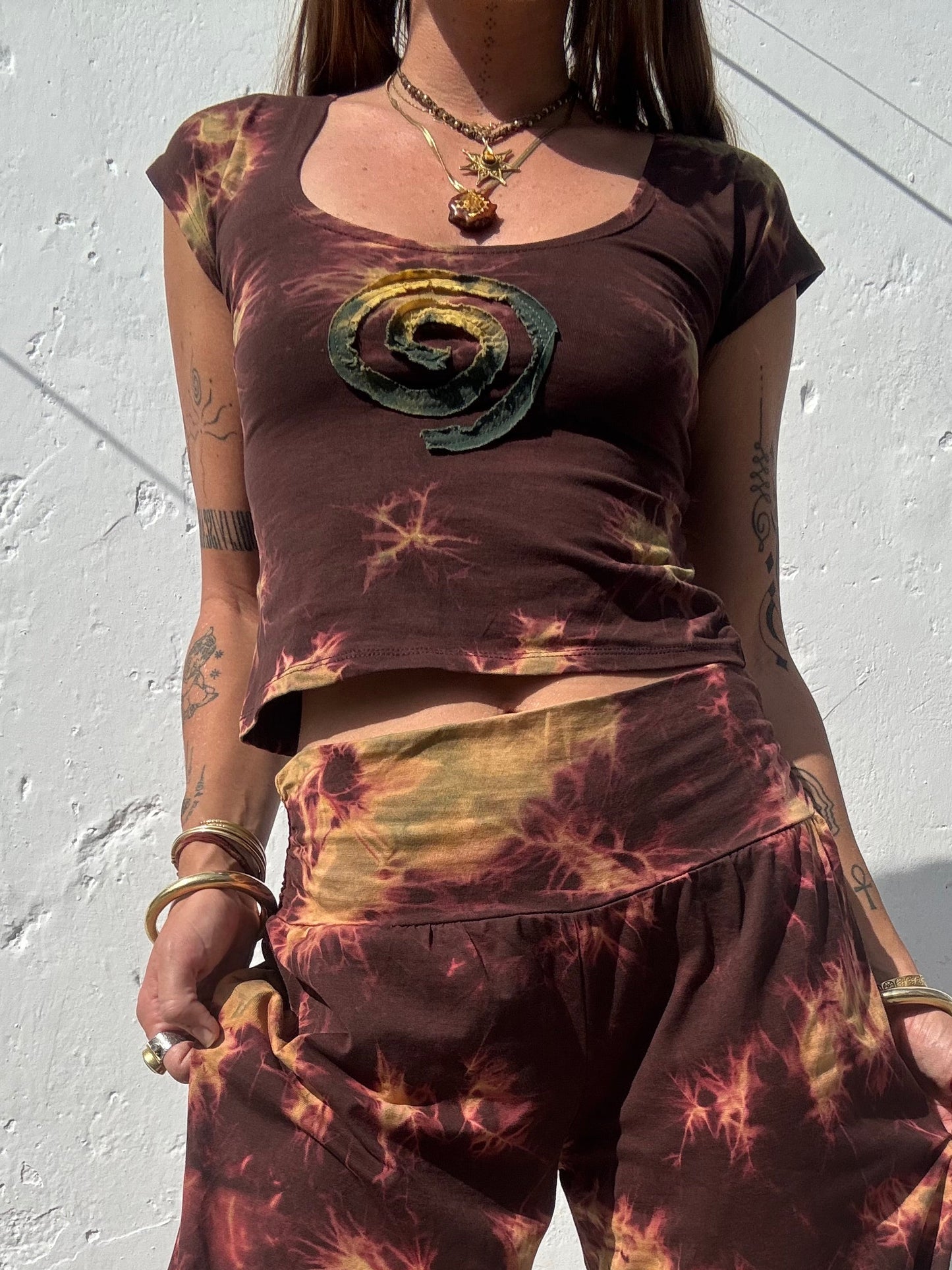 Spiral Baby Tee - Brown Tie Dye