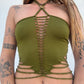 Slit Weave Top - Olive Green