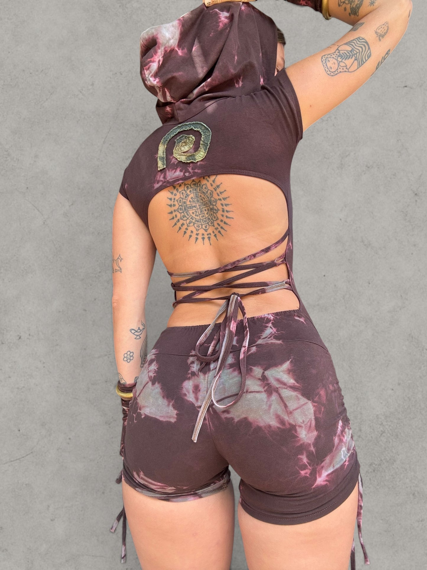 Spiral Playsuit - Brown Tie Dye