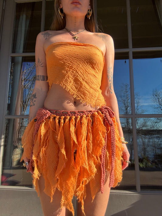 Crochet Fairy Skirt - Tangerine