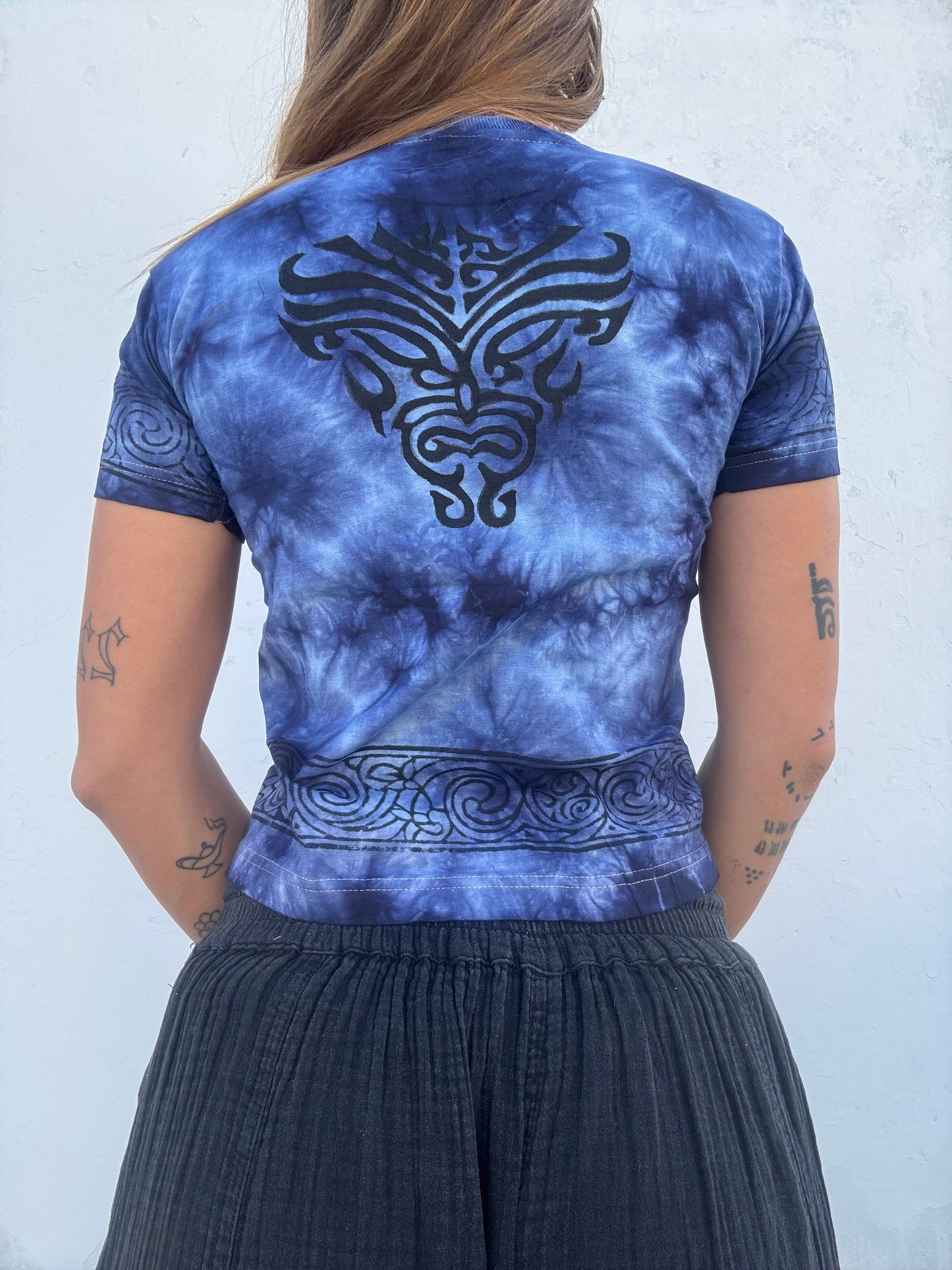 Block Print Baby Tee - Blue Butterfly