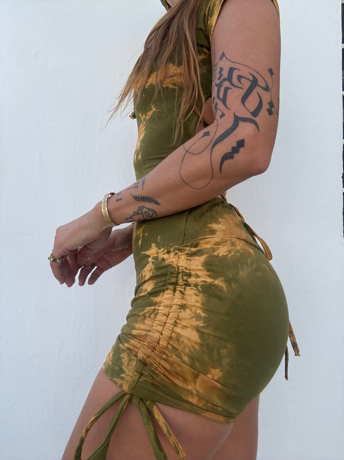 Spiral Playsuit - Green Tie Dye