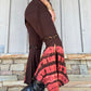 Lace Trim Flared Trousers - Brown Tie Dye