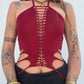 Slit Weave Top - Maroon